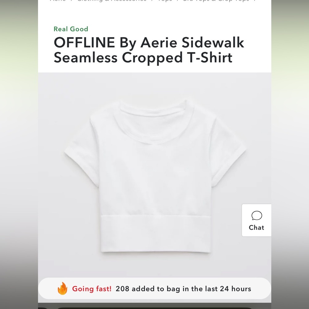 Aerie Offline White Sidewalk Seamless Cropped T-Shirt